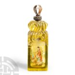 Chinese Glass Snuff Bottle with Figural Scene and Seal Base, Signed Zhou Leyuan