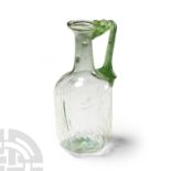 Roman Translucent Green Hexagonal Flask