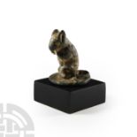 Roman Bronze Seated Upright Mouse Statuette