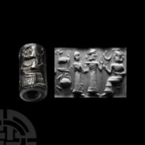 Western Asiatic Haematite Cylinder Seal with Presentation Scene