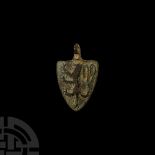 Medieval Knight's Gilt Bronze 'Havering Family' Heraldic Horse Harness Pendant