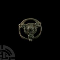 Viking Age Bronze Belt Strap Distributor with Beast-Heads