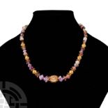 Greek Amethyst and Gold Bead Necklace