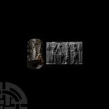 Western Asiatic Agate Cylinder Seal with Combat Scenes