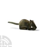 Roman Bronze Nibbling Mouse Statuette