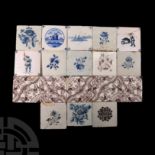 Post Medieval Dutch Glazed Ceramic Tile Group