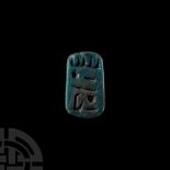 Egyptian Faience Amulet with Hieroglyphs