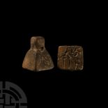 Western Asiatic Pierced Stone Stamp Seal with Symbols