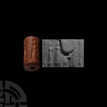 Western Asiatic Red Jasper Cylinder Seal for Shuni-il(DINGIR) Royal Bailiff