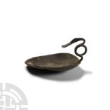 Roman Pewter Cignus Spoon with Coiled Swan-Neck Handle