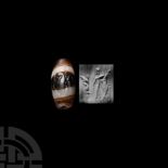 Western Asiatic Banded Agate Cylinder Seal with Hero