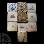 Post Medieval Dutch Glazed Ceramic Tile Group