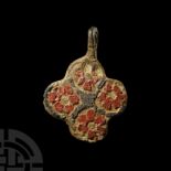 Medieval Knight's Bronze Heraldic Horse Harness Pendant with Flowers