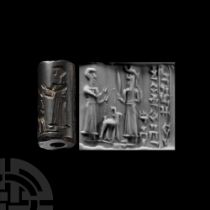 Elamite Haematite Cylinder Seal with the God Shatwak