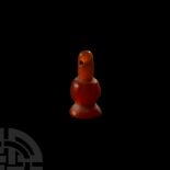 Egyptian Orange Carnelian Poppy Head Amulet