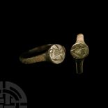 Roman Bronze Ring with Armed Warrior