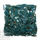 Egyptian Bright Blue Faience Tubular and Other Bead Group