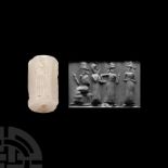 Western Asiatic Chalcedony Cylinder Seal with Presentation Scene