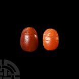 Egyptian Carnelian Scarab Group