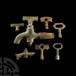 Post Medieval Bronze Barrel Tap and Key Collection