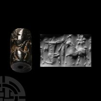 Western Asiatic Haematite Cylinder Seal with Hunting Scene