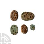 Egyptian Scarab Collection with Hieroglyphs