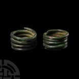 Viking Age Bronze Coiled Ring Pair