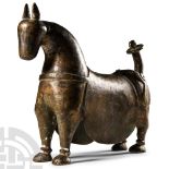 Indian Bronze Horse Lamp Base