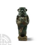 Massive Egyptian Blue Faience Bes Statue