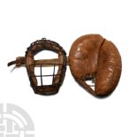 Early Leather Baseball Catcher's Set