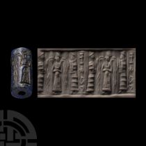 Western Asiatic Lapis Lazuli Cylinder Seal with Presentation Scene