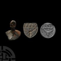 Medieval Bronze Shield-Shaped Seal Matrix