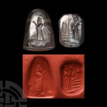 Neo Babylonian Bifacial Quartz Stamp Seal