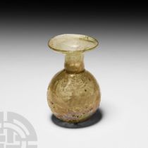 Roman Pale Green Mould Blown Glass Flask
