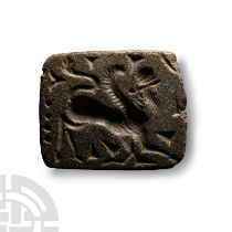 Large Bactrian Stone Stamp Seal with Lamassu