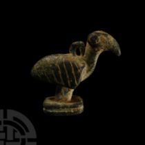 Western Asiatic Bronze Bird Seal Matrix with Cross and Pellets