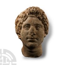 Roman Marble Head of a Germanic Warrior