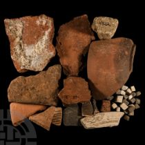 Roman 'St Albans' Pottery Sherd and Mosaic Tesserae Group