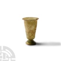 Roman Green Glass Footed Beaker with Trail