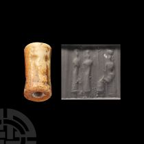 Western Asiatic Shell Cylinder Seal with Presentation Scene