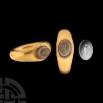Roman Gold Ring with Fortuna Gemstone