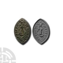 Medieval Bronze Vesica-Shaped Seal Matrix for Henry of Thorp