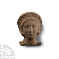 Hellenistic Terracotta Head of the Goddess Demeter