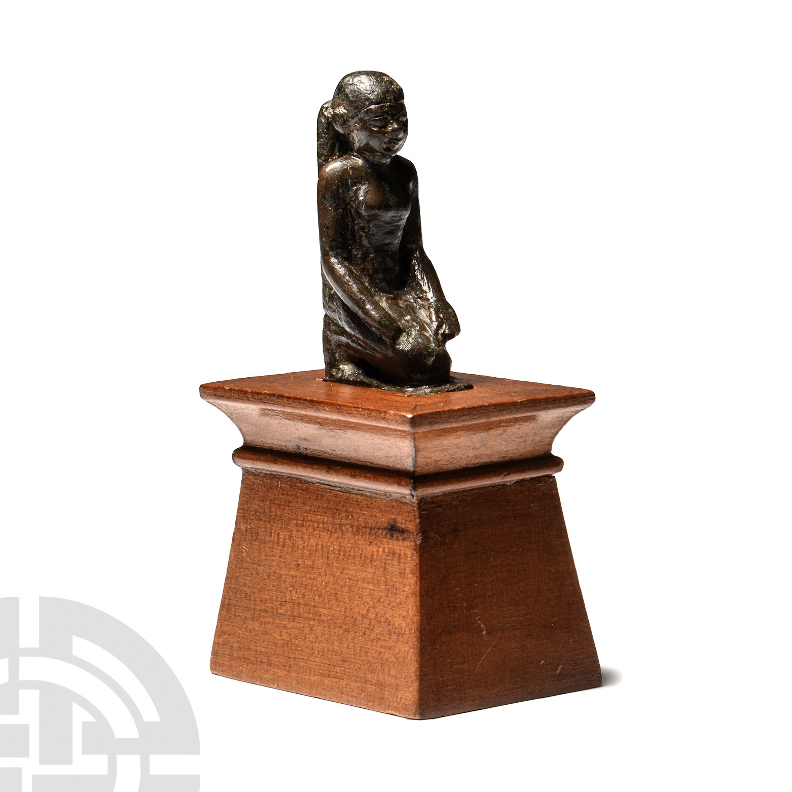 Egyptian Bronze Kneeling Priest Statuette - Image 2 of 2