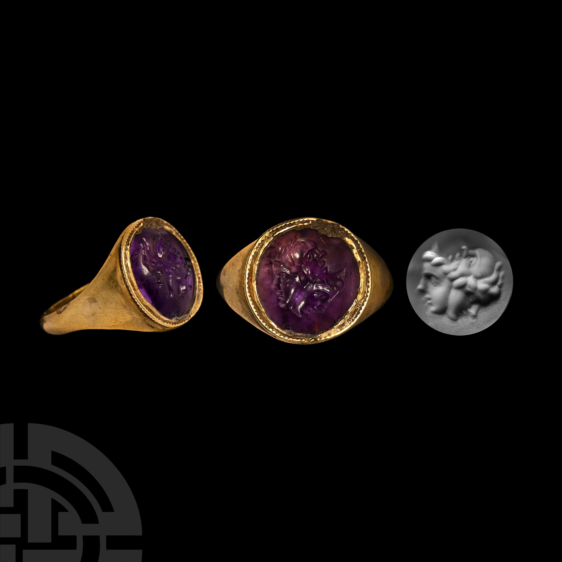 Roman Gold Ring with Gryllos Gemstone