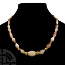 Western Asiatic Agate and Gold Bead Necklace