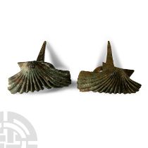 Roman Bronze Scallop Shell Attachment Pair