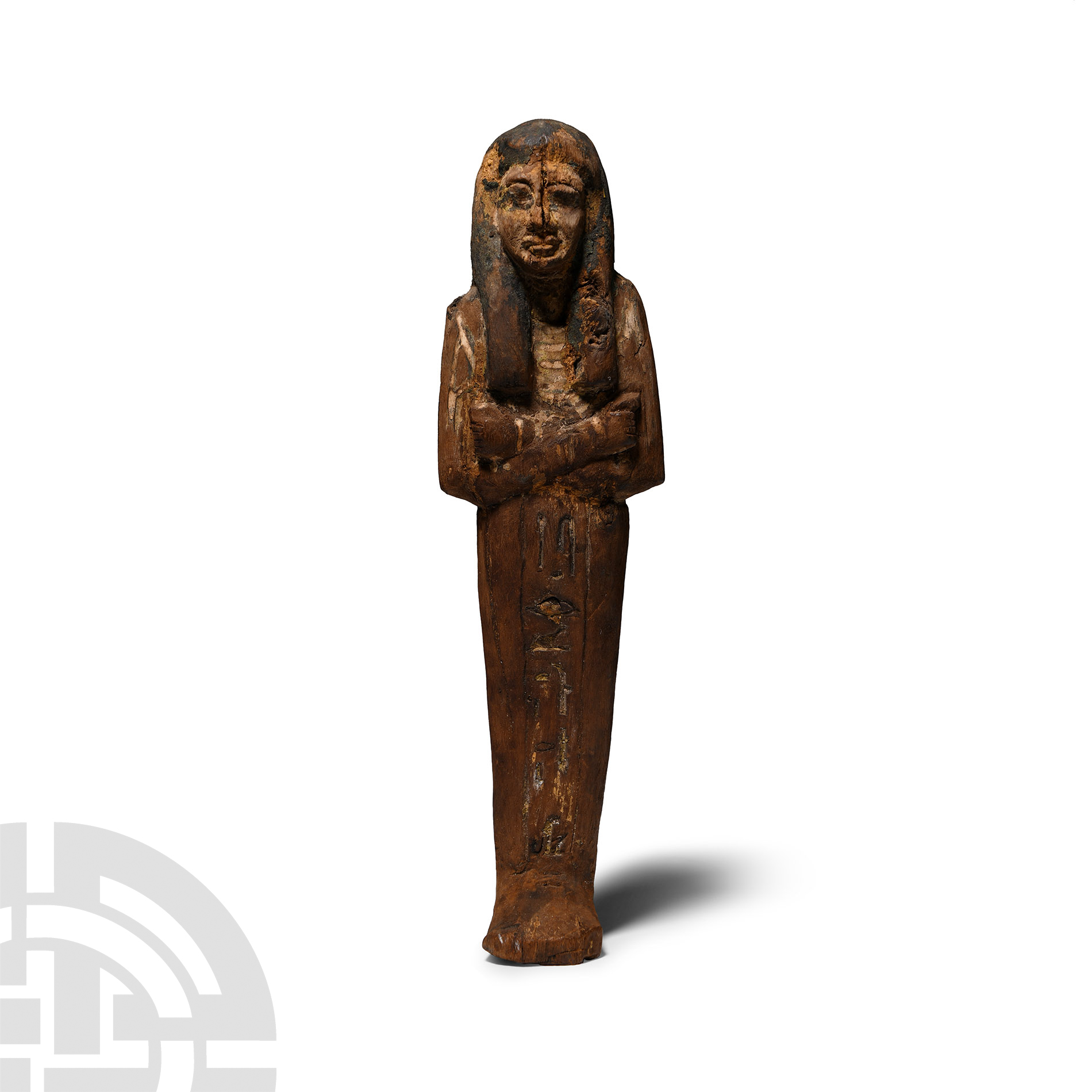 Large Egyptian Wooden Shabti with Hieroglyphs