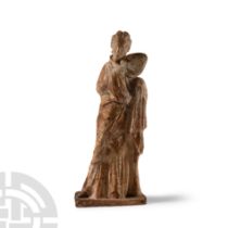 Greek Tanagra Female Figure with Fan