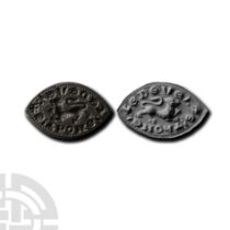 Medieval Bronze Vesica-Shaped Seal Matrix of Thomas Le Deve